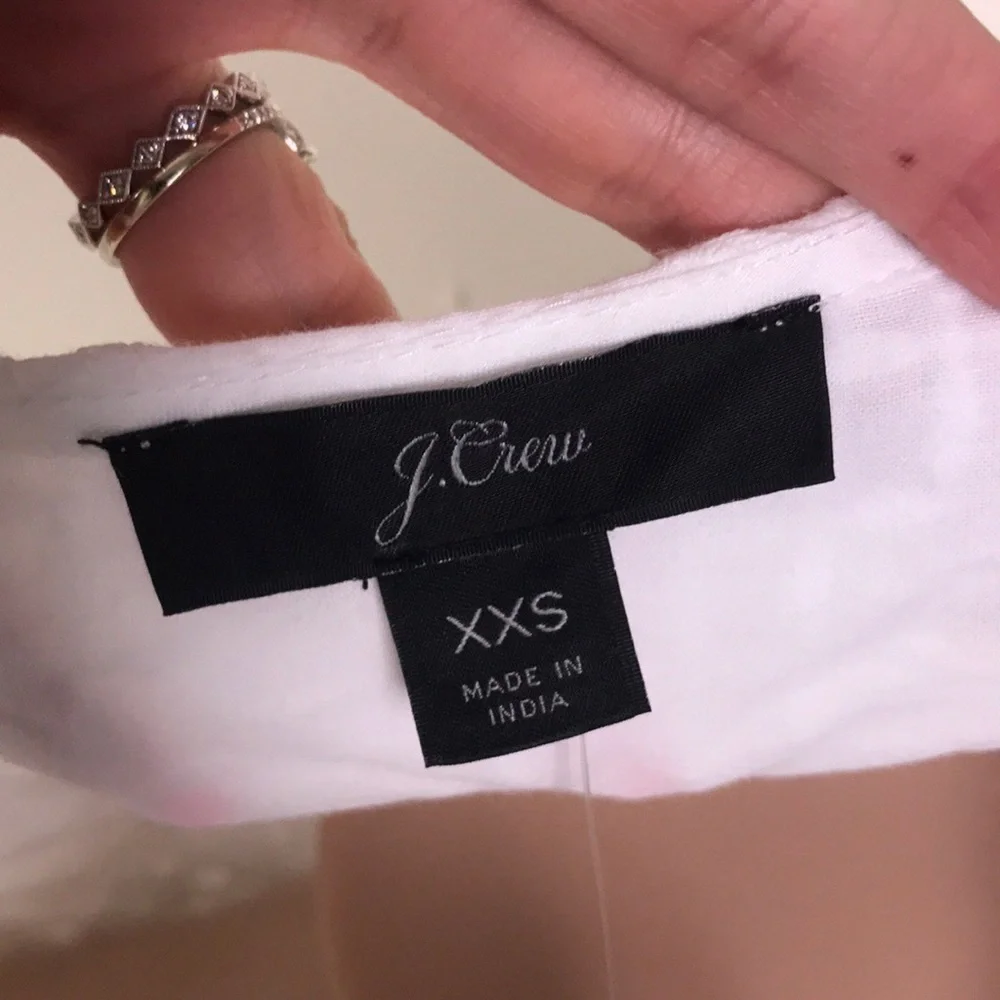 J. Crew Eyelet Ruffle Scalloped White Dress Tie